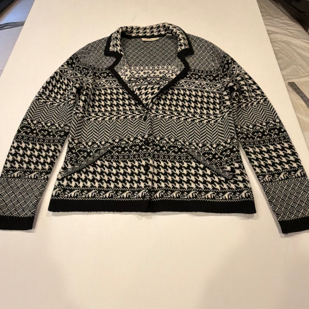 Coldwater Creek Women M Wool Blend Fair Isle Sweater Nordic Ski Lodge Black